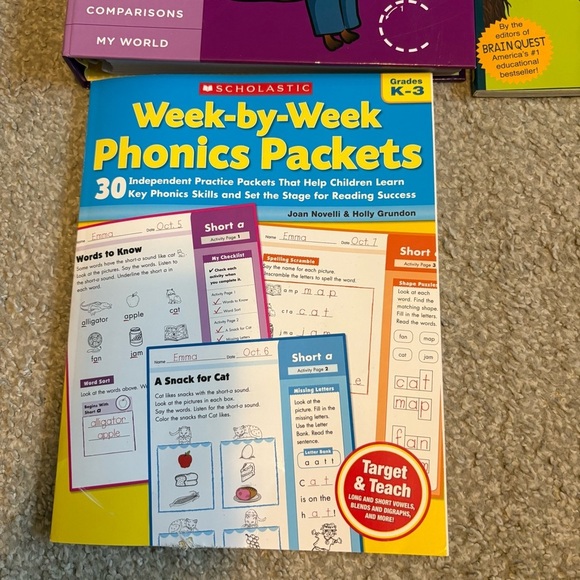 Kindergarten Workbook Set Bundle Lot Learning Star Wars Chewbaca Math Phonics - Picture 2 of 9